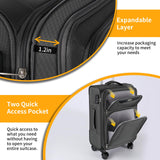 WireHot 3 - Piece Softside Expandable Luggage Set with Front Open Pocket, Lightweight and Durable Oxford Fabric Suitcase Set with TSA Lock (Gray, 20in/24in/28in)