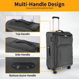 WireHot 3 - Piece Softside Expandable Luggage Set with Front Open Pocket, Lightweight and Durable Oxford Fabric Suitcase Set with TSA Lock (Gray, 20in/24in/28in)