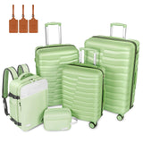 WireHot 5-Piece Lightweight Luggage with Backpack Sets, ABS+PC Hard Shell Suitcase with TSA Lock & YKK Zipper (Avocado Green, 20in/24in/28in/BP/TB)