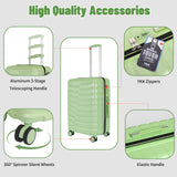 WireHot 5 - Piece Lightweight Luggage with Backpack Sets, ABS+PC Hard Shell Suitcase with TSA Lock & YKK Zipper (Avocado Green, 20in/24in/28in/BP/TB)
