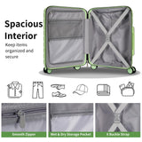 WireHot 5 - Piece Lightweight Luggage with Backpack Sets, ABS+PC Hard Shell Suitcase with TSA Lock & YKK Zipper (Avocado Green, 20in/24in/28in/BP/TB)