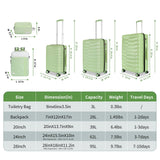 WireHot 5 - Piece Lightweight Luggage with Backpack Sets, ABS+PC Hard Shell Suitcase with TSA Lock & YKK Zipper (Avocado Green, 20in/24in/28in/BP/TB)