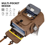 WITZMAN Canvas Backpack for Men Vintage Rucksack Fit 15.6 inch Laptop Backpack Travel High Capacity Casual Daypack (A8004 brown)
