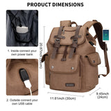 WITZMAN Canvas Backpack for Men Vintage Rucksack Fit 15.6 inch Laptop Backpack Travel High Capacity Casual Daypack (A8004 brown)