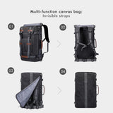 WITZMAN Canvas Backpack Vintage Travel Backpack Large Laptop Bags Convertible Shoulder Rucksack(A519 - 1 Black)