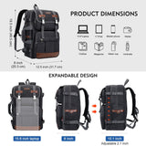 WITZMAN Canvas Travel Backpack for Men Large Laptop Backpack Fit 16 inch Carry - on Airline Approved Convertible Shoulder Rucksack(A6617 - 3 Black)