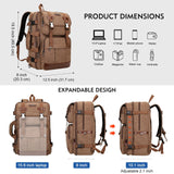 WITZMAN Canvas Travel Backpack for Men Large Laptop Backpack Fit 16 inch Carry - on Airline Approved Convertible Shoulder Rucksack(A6617 - 3 Brown)
