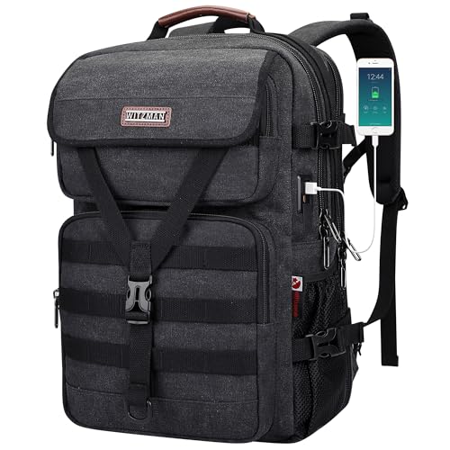 WITZMAN Canvas Travel Backpack for Men Large Laptop Backpack Fits 16 Inch