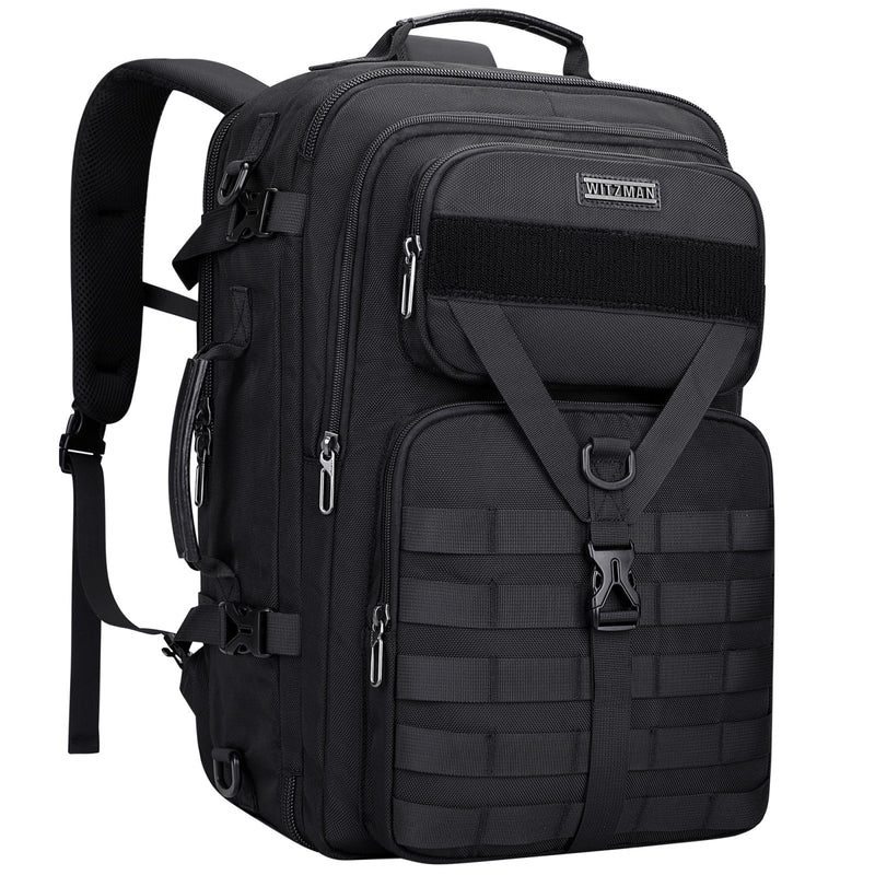 WITZMAN Carry On Travel Backpack for Men Large Convertible 45L Fit 17 Inch Laptop Backpack 3 in 1 Bag for Airline Approved(B688 Black)