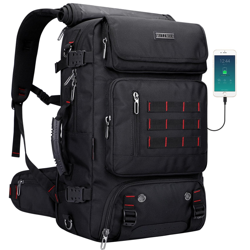 WITZMAN Carry on Travel Backpack for Men Women Airline Approved Convertible Nylon Duffle Backpack Luggage Bag (B682 Black)
