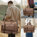 WITZMAN Duffle Bag for Men 50L Canvas Weekender Overnight Bag with Toiletry Bag Sets Travel Duffel Bag Shoes Compartment（A8010/2 Brown）