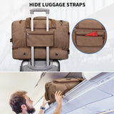 WITZMAN Duffle Bag for Men 50L Canvas Weekender Overnight Bag with Toiletry Bag Sets Travel Duffel Bag Shoes Compartment（A8010/2 Brown）