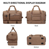 WITZMAN Duffle Bag for Men 50L Canvas Weekender Overnight Bag with Toiletry Bag Sets Travel Duffel Bag Shoes Compartment（A8010/2 Brown）