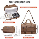 WITZMAN Duffle Bag for Men 50L Canvas Weekender Overnight Bag with Toiletry Bag Sets Travel Duffel Bag Shoes Compartment（A8010/2 Brown）