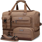 WITZMAN Duffle Bag for Men 50L Canvas Weekender Overnight Bag with Toiletry Bag Sets Travel Duffel Bag Shoes Compartment（A8010/2 Brown）