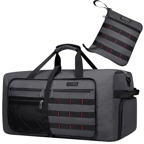 WITZMAN Foldable Duffle Bag for Men Large 65L Travel with Shoe Compartment