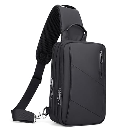 WITZMAN Mens Sling Bag Nylon Multiple Pockets Crossbody Shoulder Bag