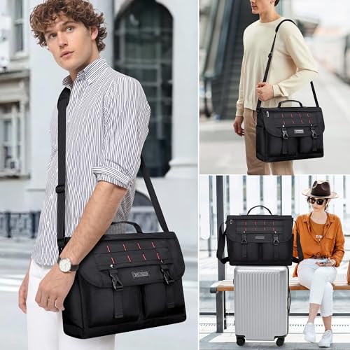WITZMAN Messenger Bag for Men Nylon Large Laptop Bag Fits 15.6 Inch