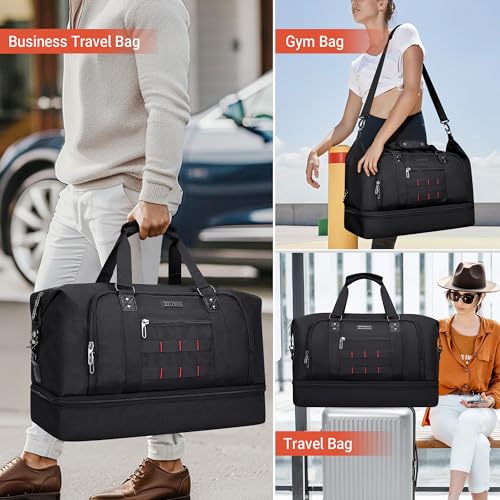 WITZMAN Nylon Duffle Bag for Men 55L with Toiletry Bag Sets Overnight Bag