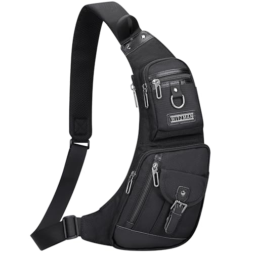 WITZMAN Slim Sling Bag for Men Crossbody Lightweight Chest Bag Casual