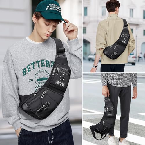 WITZMAN Slim Sling Bag for Men Crossbody Lightweight Chest Bag Casual