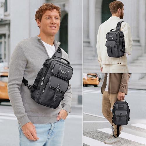 WITZMAN Sling Bag for Men Casual Crossbody Bag Fits 9.7 Inch Ipad