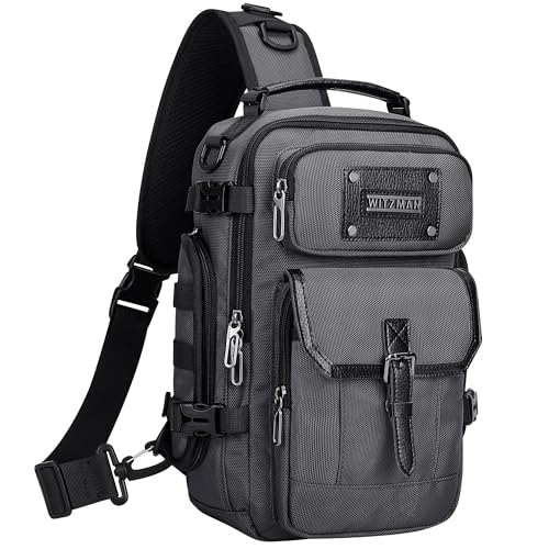 WITZMAN Sling Bag for Men Casual Crossbody Bag Fits 9.7 Inch Ipad