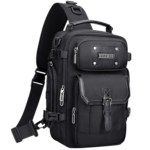 WITZMAN Sling Bag for Men Casual Crossbody Bag Fits 9.7 Inch Ipad