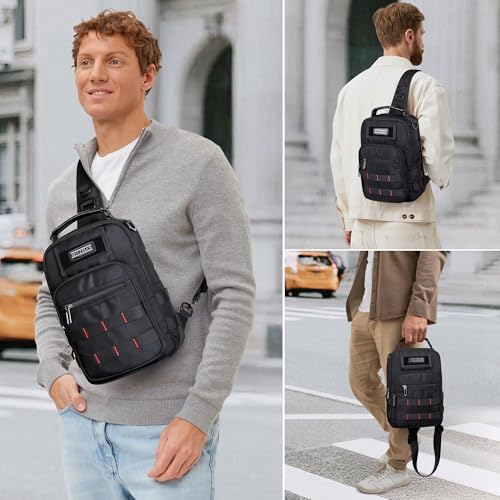 WITZMAN Sling Bag for Men Large Travel Crossbody Bag with USB Charging Port