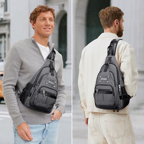 WITZMAN Sling Bag for Men Travel Crossbody Bag with USB Charging Port