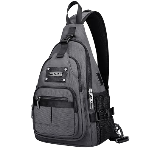 WITZMAN Sling Bag for Men Travel Crossbody Bag with USB Charging Port