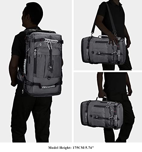 WITZMAN Travel Backpack for Men and Women Convertible Duffle Luggage Bag fit 17 Inch Laptop Carry On Bags for Airplane and Sling Bag with USB Charging Port Lightweight Crossbody Bags Casual Daypack