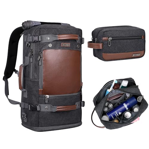 WITZMAN Travel Backpack for Men Carry on Luggage Backpack Duffel bag with Shoe Compartment Toiletry Bag Hanging Dopp Kit Organizer Water-resistant