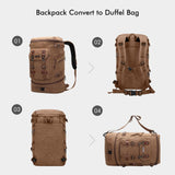 WITZMAN Travel Backpack for Men Women Canvas Backpack Carry on Luggage Rucksack Convertible Duffel Bag Large (A568 Brown)