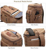 WITZMAN Travel Backpack for Men Women Canvas Backpack Carry on Luggage Rucksack Convertible Duffel Bag Large (A568 Brown)