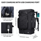 WITZMAN Travel Backpack for Men Women Carry on Bags for Airline Approved Convertible Duffle Luggage Backpack Shoe Compartment (B691 Classic Black)