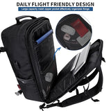 WITZMAN Travel Backpack for Men Women Laptop Backpack with USB Charging Port Carry-on Luggage Flight Approved(B686 Black)