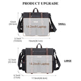 WITZMAN Vintage Canvas Messenger Bag for Men and Women Large Satchel Bags Crossbody Shoulder with 17 inch Laptop(A8008/2 Black)