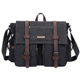 WITZMAN Vintage Canvas Messenger Bag for Men and Women Large Satchel Bags Crossbody Shoulder with 17 inch Laptop(A8008/2 Black)