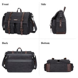 WITZMAN Vintage Canvas Messenger Bag for Men and Women Large Satchel Bags Crossbody Shoulder with 17 inch Laptop(A8008/2 Black)