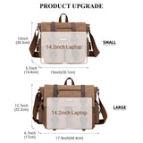 WITZMAN Vintage Canvas Messenger Bag for Men and Women Large Satchel Bags Crossbody Shoulder with 17 inch Laptop(A8008/2 Brown)