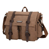 WITZMAN Vintage Canvas Messenger Bag for Men and Women Large Satchel Bags Crossbody Shoulder with 17 inch Laptop(A8008/2 Brown)