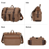 WITZMAN Vintage Canvas Messenger Bag for Men and Women Large Satchel Bags Crossbody Shoulder with 17 inch Laptop(A8008/2 Brown)