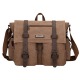 WITZMAN Vintage Canvas Messenger Bag for Men and Women Large Satchel Bags Crossbody Shoulder with 17 inch Laptop(A8008/2 Brown)