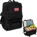 WKPGB Tactical Cooler Backpack for Men, 41L Insulated Leakproof Lunch Backpack with 16” Laptop Compartment, Heavy Duty Double Deck Soft Cooler Bag for Work, Fishing, Camping, Hiking – Black