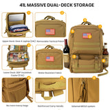 WKPGB Tactical Cooler Backpack for Men, 41L Insulated Leakproof Lunch Backpack with 16” Laptop Compartment, Heavy Duty Double Deck Soft Cooler Bag for Work, Fishing, Camping, Hiking – Black
