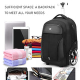 WMHYLYH Rolling Backpack with Wheels, Waterproof Backpack with Large Wheels for Business and Travel Commuter, Carry on Backpack with Laptop Compartment for Women and Men Adult (Black, 20inch)