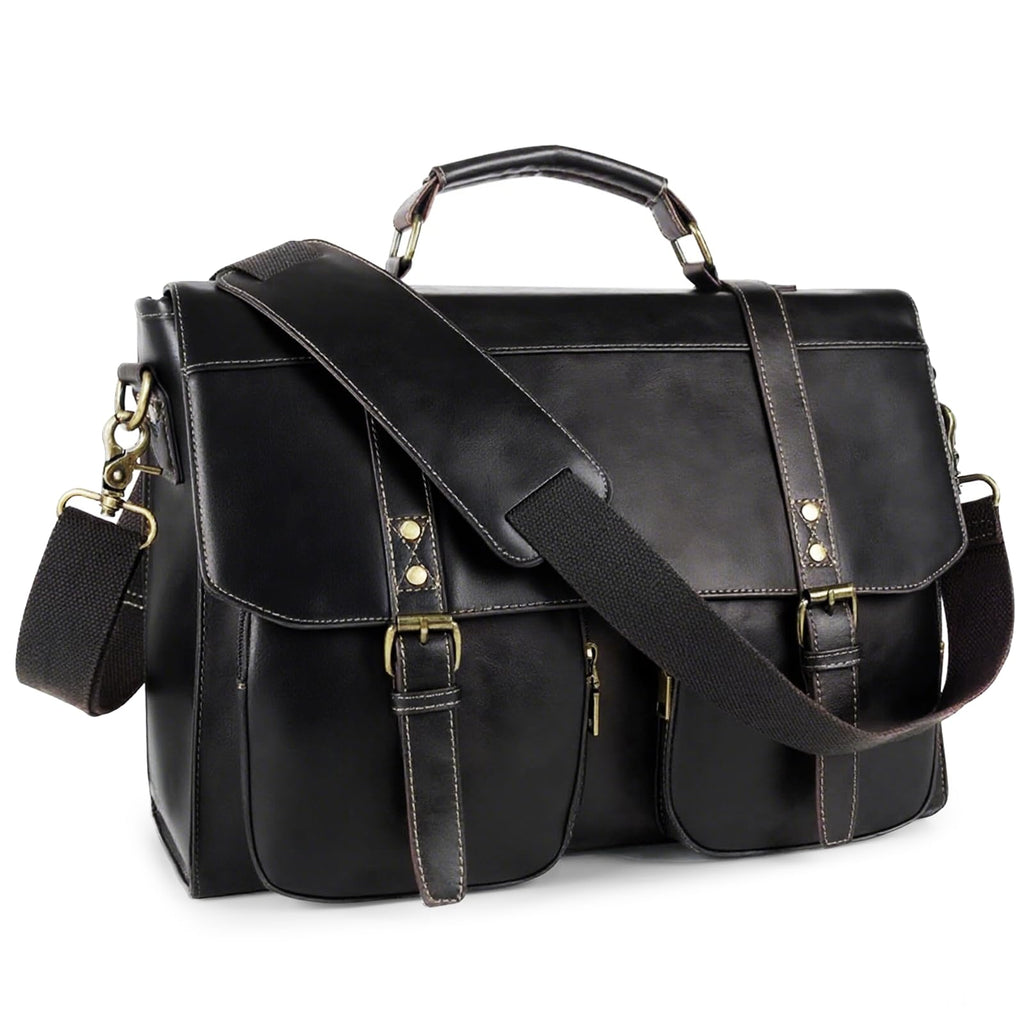 Wogarl Messenger Bag for Men 15.7 inch: Vintage Waterproof PU Leather Briefcase Large Computer Laptop Bag Retro Satchel Shoulder Bag | Backpacks4Less