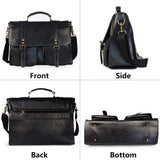 Wogarl Messenger Bag for Men 15.7 inch: Vintage Waterproof PU Leather Briefcase Large Computer Laptop Bag Retro Satchel Shoulder Bag for Office Business Travel College,(Black)