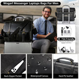 Wogarl Messenger Bag for Men 15.7 inch: Vintage Waterproof PU Leather Briefcase Large Computer Laptop Bag Retro Satchel Shoulder Bag for Office Business Travel College,(Black)